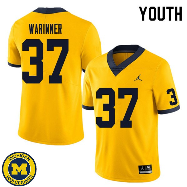 Youth Michigan Wolverines #37 Edward Warinner Yellow Alumni Jersey